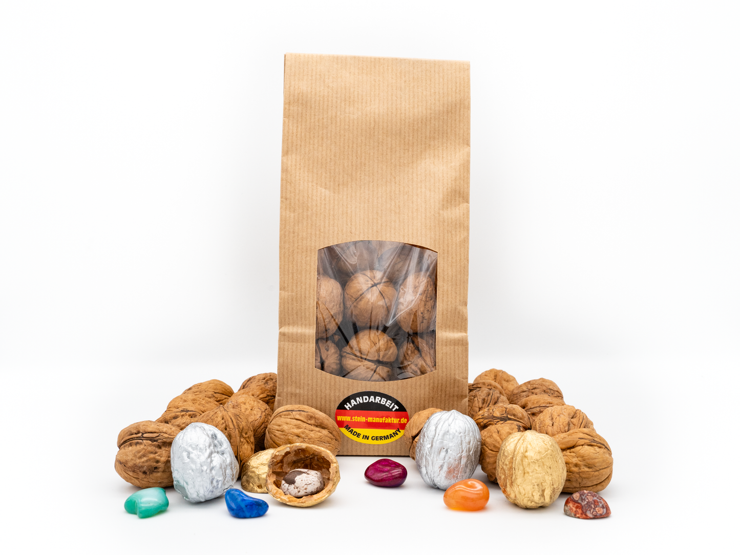 Adventskalender (20 Überraschungsnüsse Natur + 2 Gold + 2 Silber)